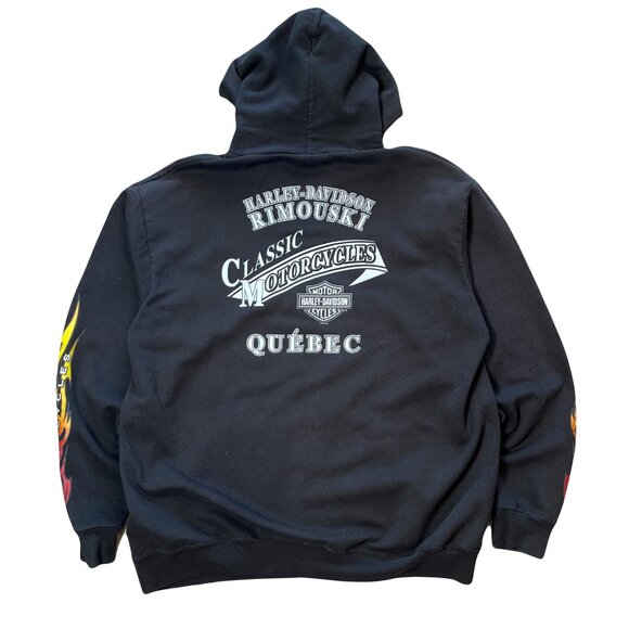Vintage Harley Davidson Quebec Flames Zip Hoodie L - Picture 2 of 6
